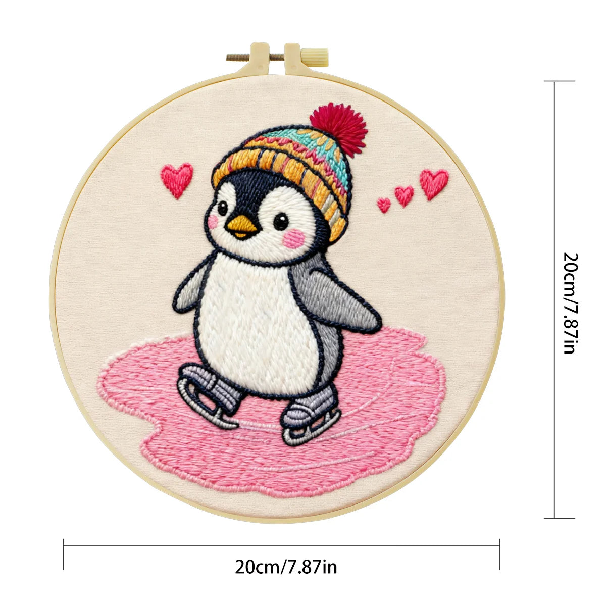 Cute Penguin Embroidery Starter Kit – DIY Cartoon Animal Sewing Art Set for Beginners