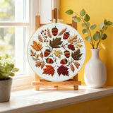 Autumn Leaves Embroidery Kit for Beginners – DIY Fall Hand Embroidery Hoop Set