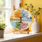 Four Seasons Tree Embroidery Kit – Spring Summer Autumn Winter Landscape DIY Hand Embroidery Hoop Art, Nature Wall Decor Craft K Kits For Stitchers