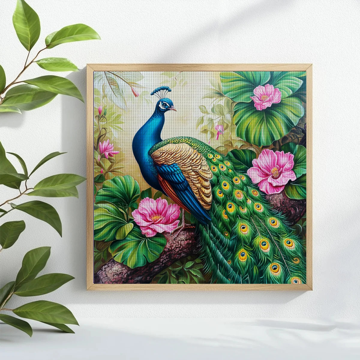 Majestic Peacock in Bloom Cross Stitch Kit 🦚🌸✨