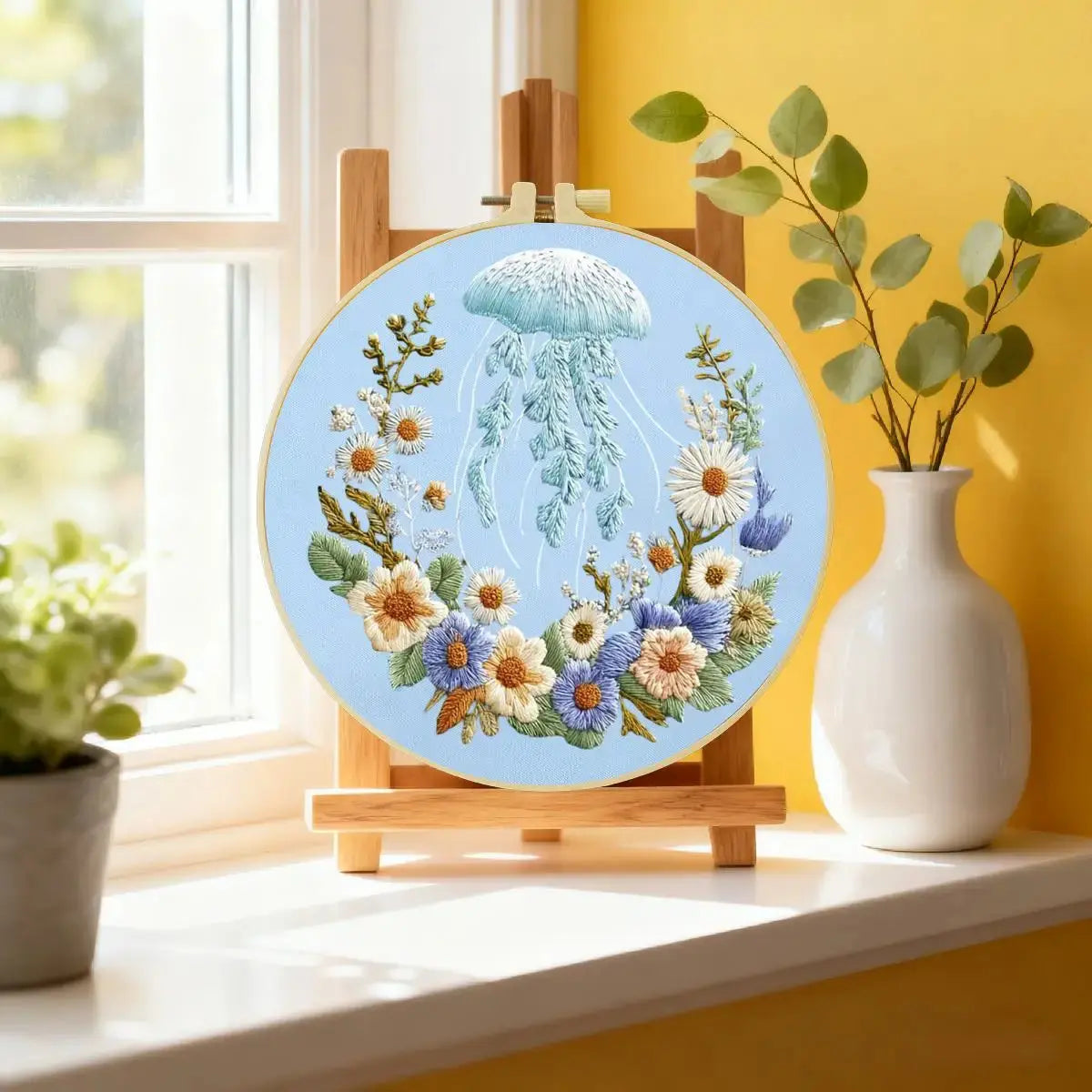 Moonlit Jellyfish Floral Embroidery Kit ๐๐ชผ๐ผ Kits For Stitchers