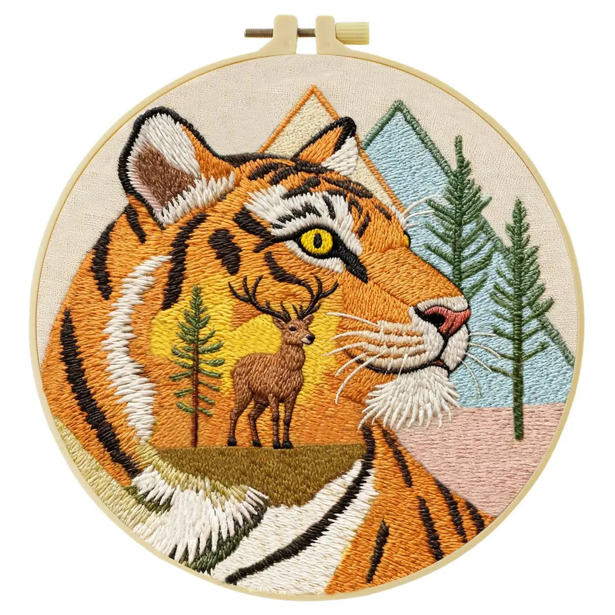 Majestic Tiger Embroidery Kit – Wildlife Forest DIY Hand Embroidery Hoop Art Set