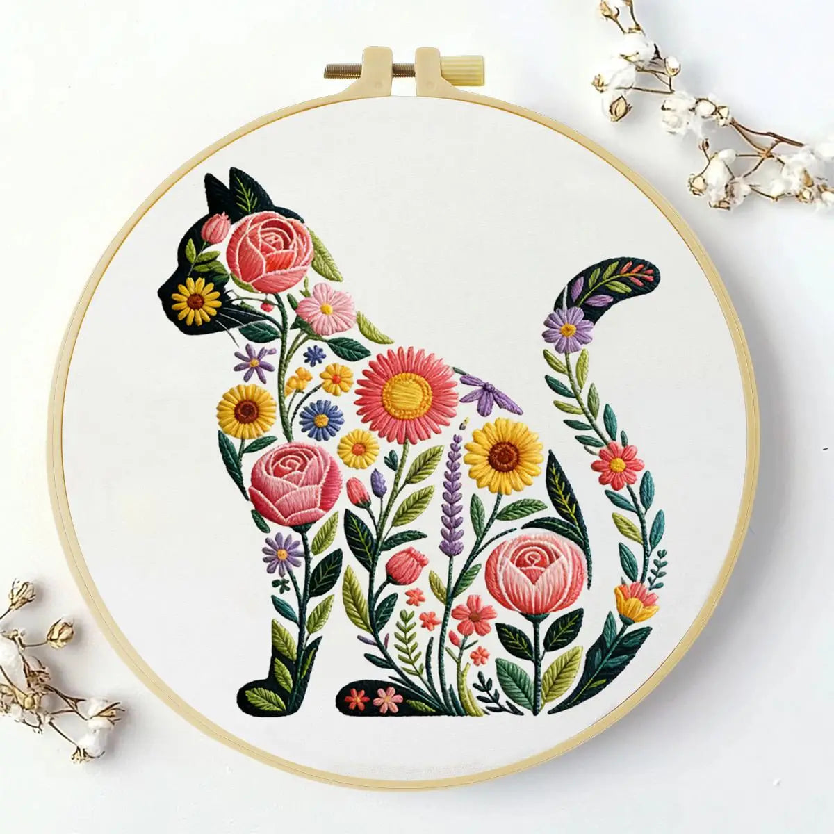 Flower Cat Embroidery Starter Kit