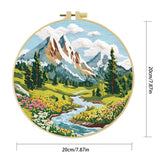 Mountain Wildflower Landscape Embroidery Kit – Alpine River Scenic DIY Needlepoint Hoop Art Nature Lover Craft Gift for Adults
