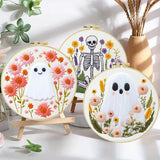 Floral Ghosts & Skeleton Embroidery Kit โ 3 Designs Kits For Stitchers