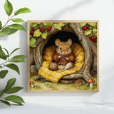 Knitting Mouse in a Cozy Tree Hollow Cross Stitch Kit 🐭🧶🍂 Kits For Stitchers
