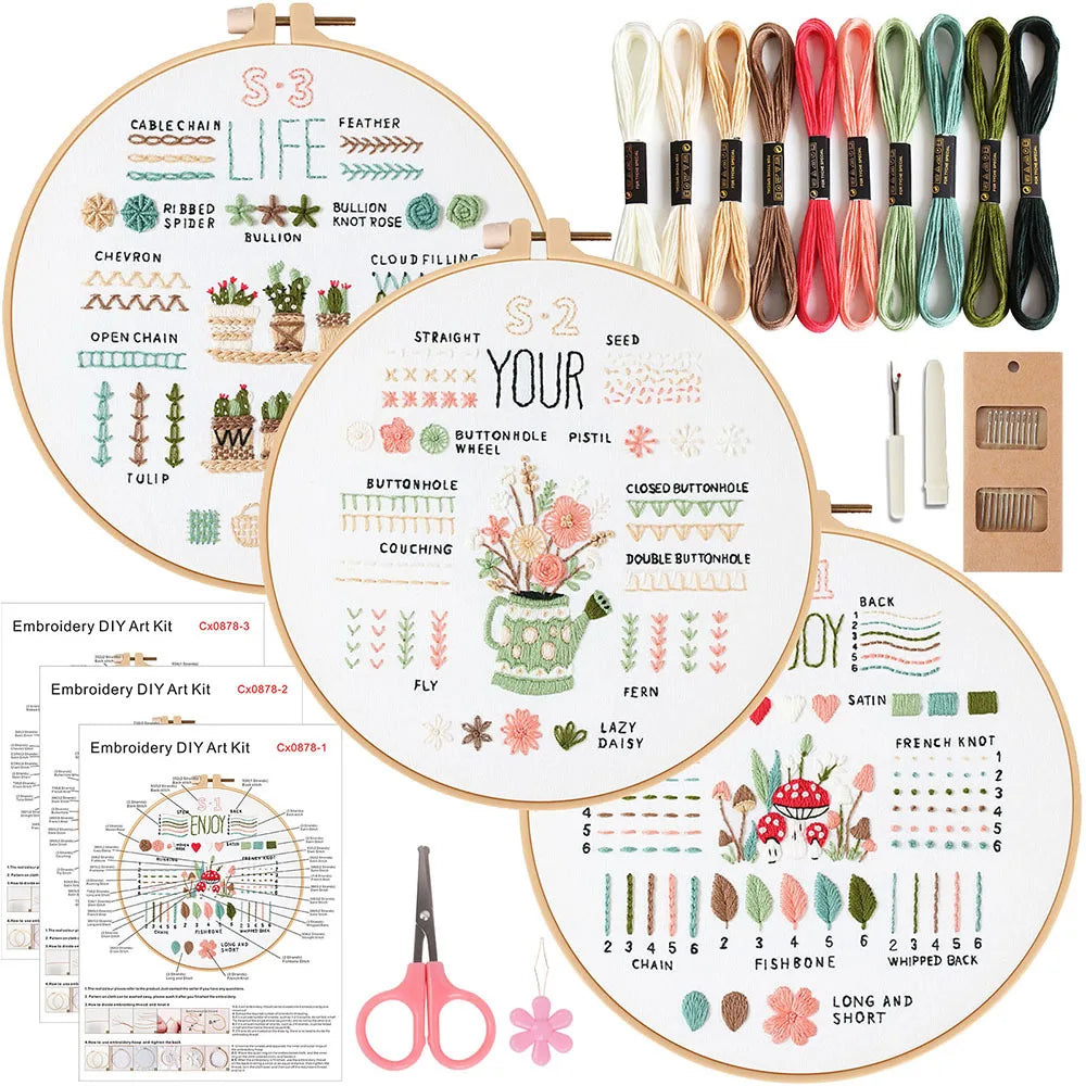 3-Piece Beginner Embroidery Stitch Practice Kit