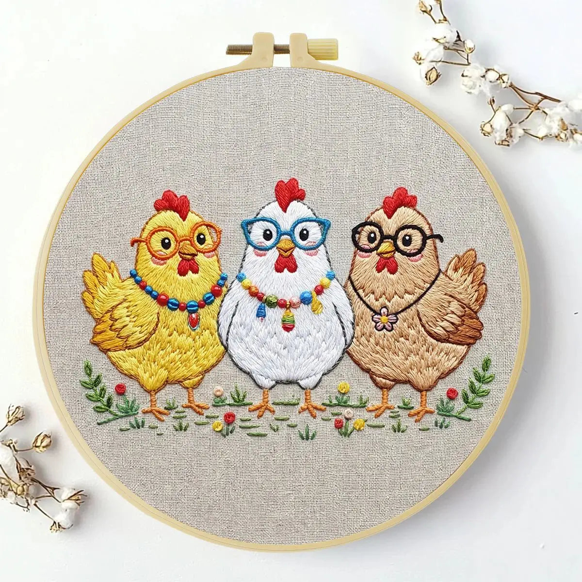 Three Chickens Embroidery Starter Kit