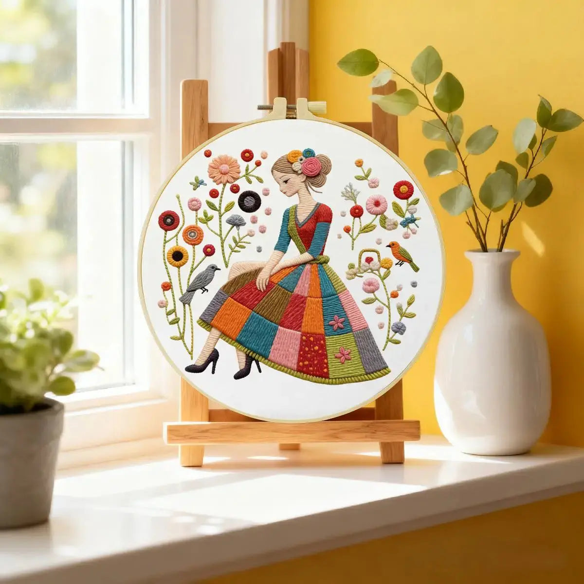 Patchwork Dress Girl Embroidery Kit Kits For Stitchers