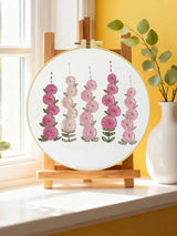 Pink Floral Embroidery Kit for Beginners – DIY Modern Hand Embroidery Hoop Set