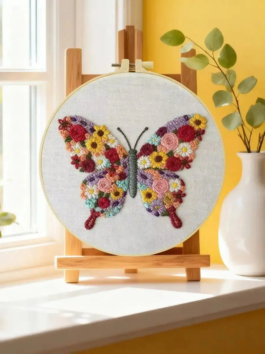 Floral Butterfly Embroidery Kit Kits For Stitchers