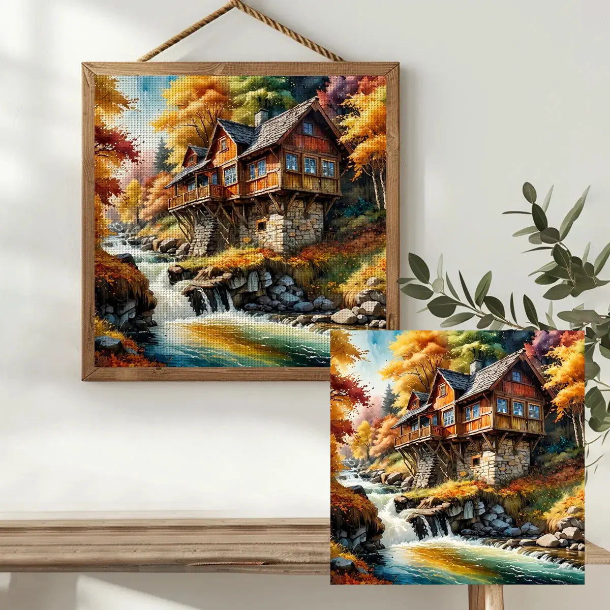 Autumn Riverside Cabin Cross Stitch Kit 🍂🏡🌊✨ Kits For Stitchers