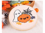 Cute Halloween Pumpkins & Ghosts Embroidery Kit – Set of 3