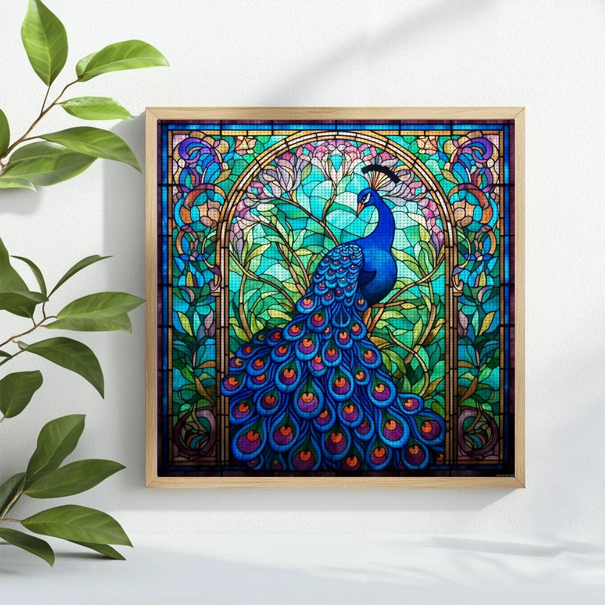 Stained Glass Peacock Cross Stitch Kit 🦚💙✨