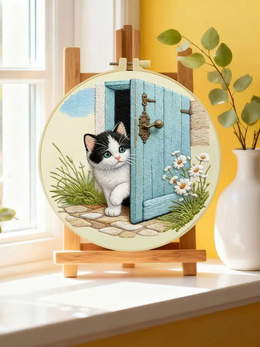 Mischievous Little Cat Embroidery Starter Kit