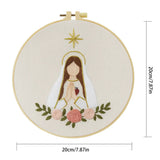 Minimalist Virgin Mary Embroidery Kit – Sacred Heart Christian Needlepoint Pattern with Floral Religious Wall Art Decor Kits For Stitchers
