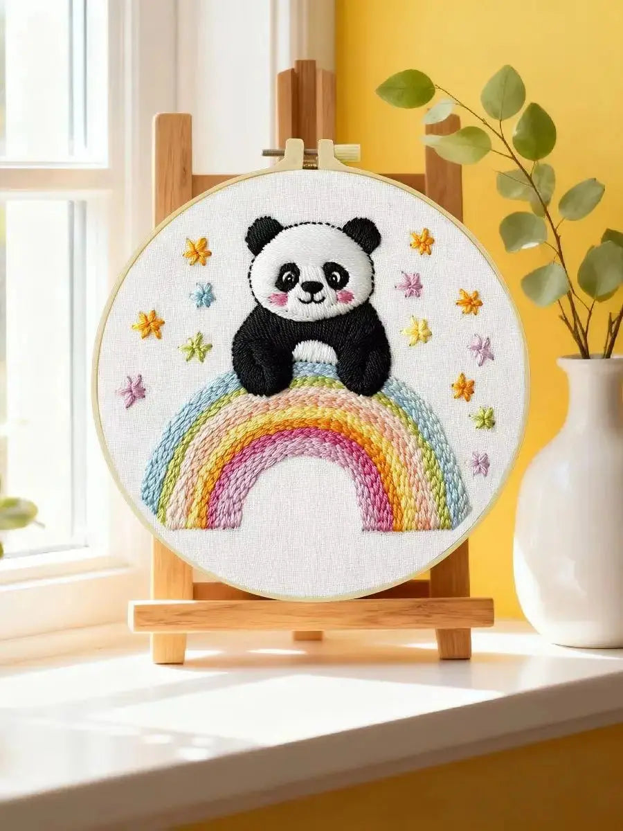 Rainbow Panda Embroidery Kit Kits For Stitchers