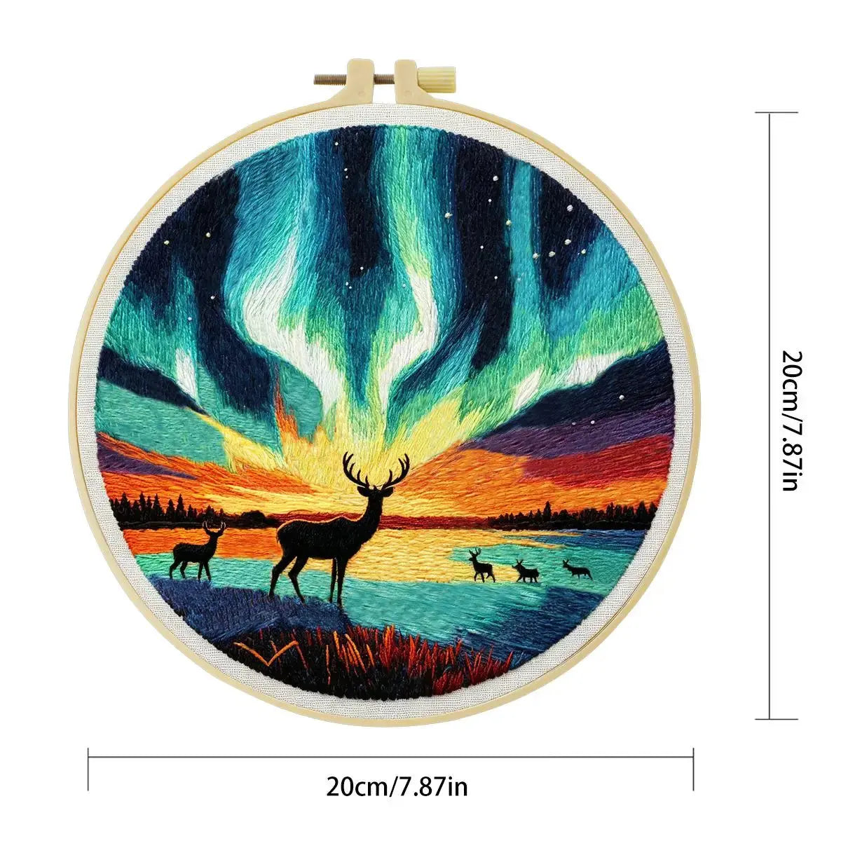 Northern Lights Deer Embroidery Kit Kits For Stitchers