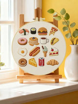 Food Lover Embroidery Kit – Cute Snacks & Treats DIY Hand Embroidery Hoop Art Set Kits For Stitchers