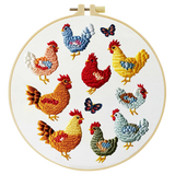 Colorful Chicken Embroidery Starter Kit – DIY Farm Animal Sewing Art Set for Beginners