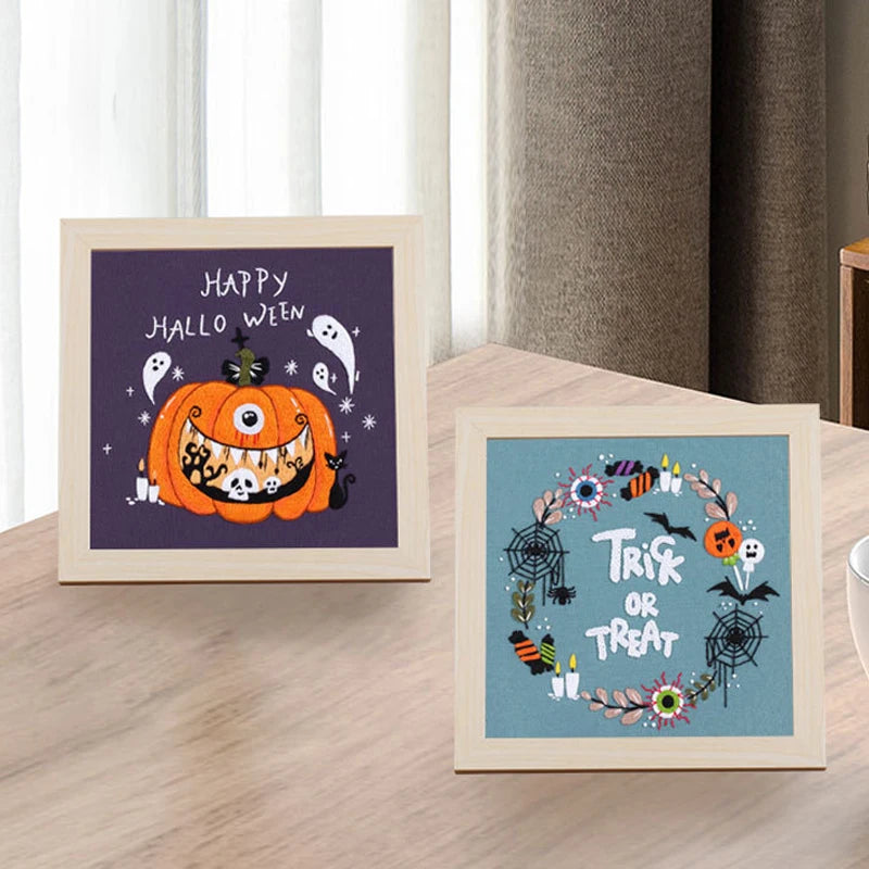 Spooky Halloween Embroidery Kit Collection – 6 Designs
