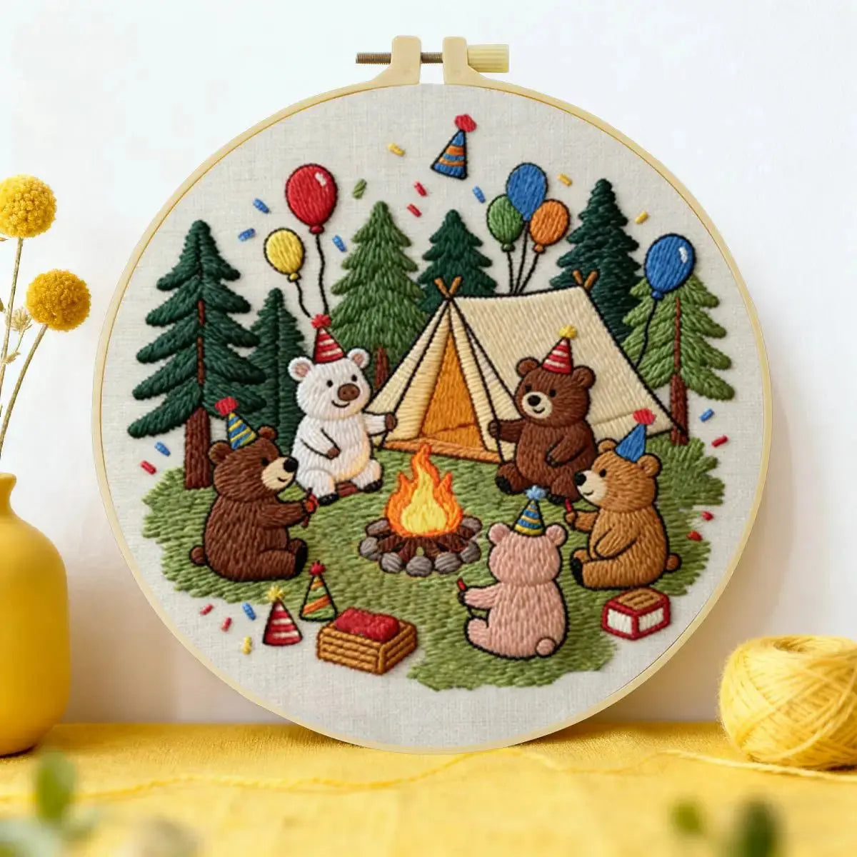 Birthday Bear Camp Embroidery Kit Kits For Stitchers