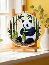 Cute Panda Bamboo Embroidery Kit – Adorable Panda Bear Needlepoint Pattern with Forest Bamboo Scene for Animal Lovers Kits For Stitchers