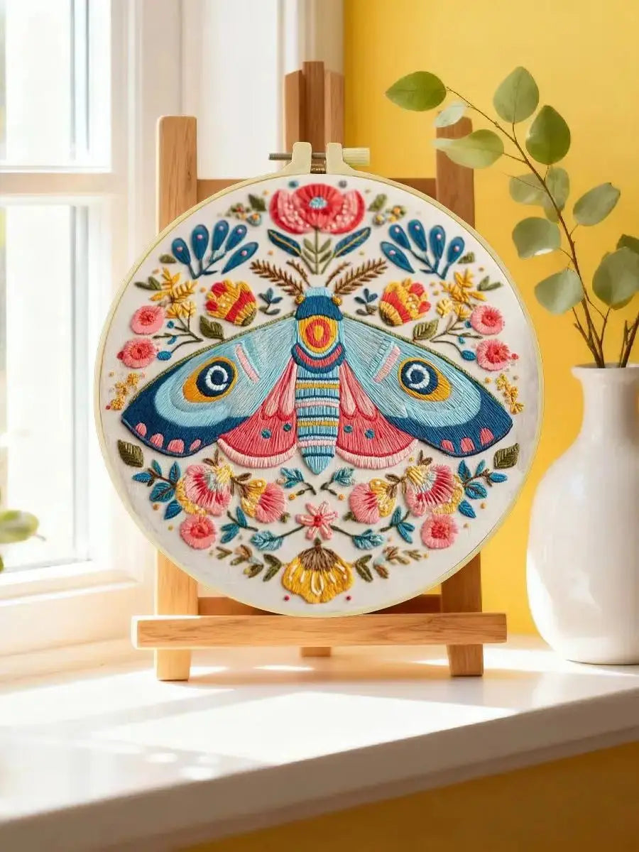Colorful Folk Moth Embroidery Kit Kits For Stitchers