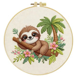 Cute Tropical Sloth Embroidery Kit 🦥🌿🌸 Kits For Stitchers
