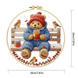 Winter Teddy Bear Embroidery DIY Kit – Cute Animal Beginner Stitching Kit with Hoop, Pattern & Threads The Stichers Heavane