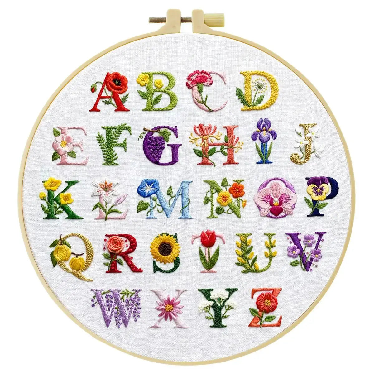 Floral Alphabet Embroidery Sampler Kit Kits For Stitchers