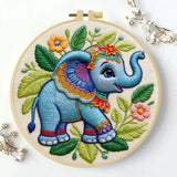 Cute Elephant Embroidery Kit – Colorful Baby Elephant Needlepoint Pattern with Floral Details for Nursery & Animal Lovers Kits For Stitchers