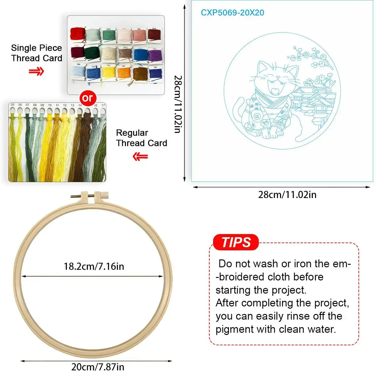 Smiling Kimono Cat Embroidery Kit Kits For Stitchers