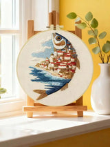 Coastal Village Fish Embroidery Kit Kits For Stitchers