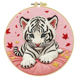 Snow White Tiger Cub Embroidery Kit 🐯🤍🌸 Kits For Stitchers