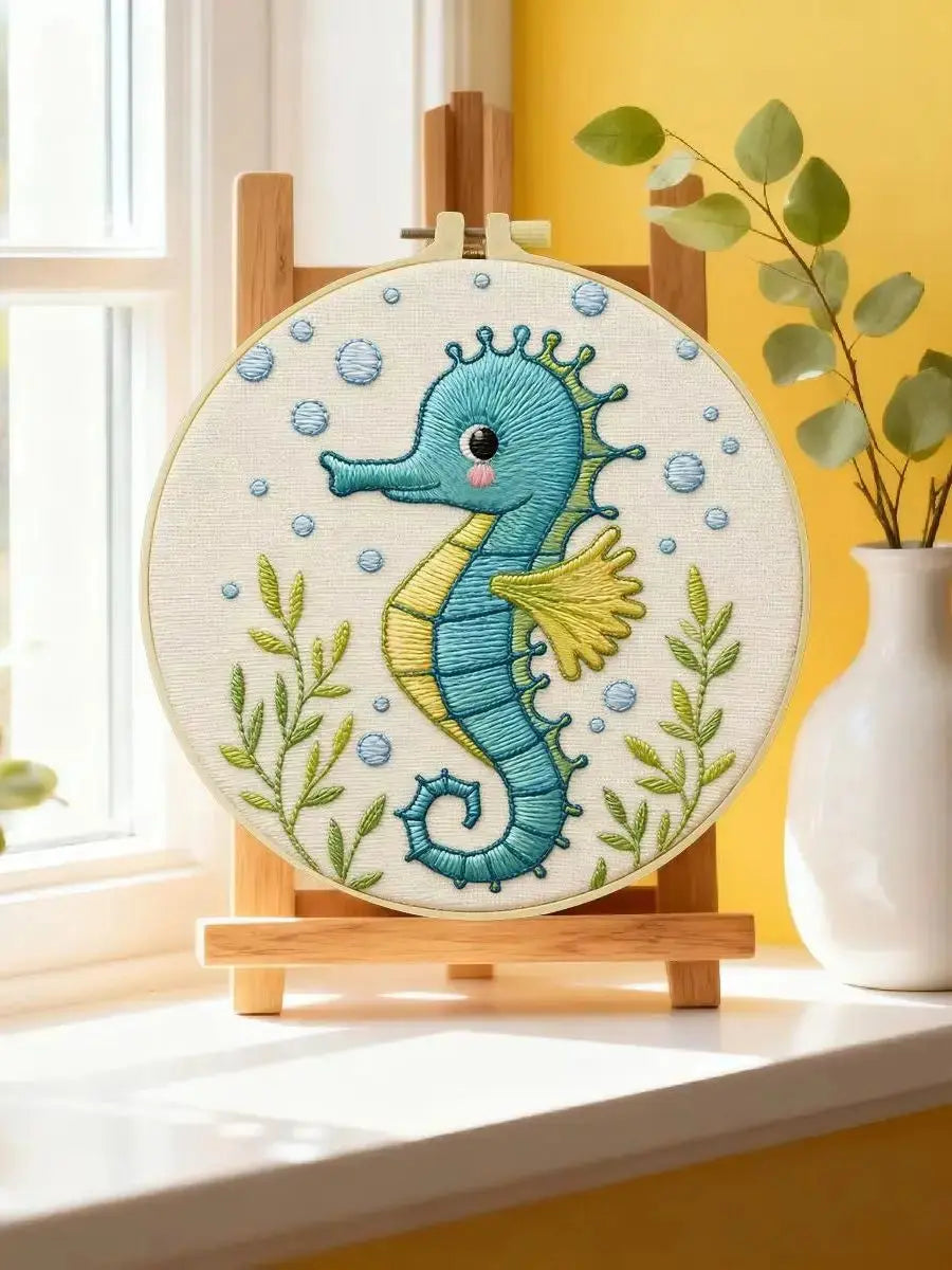 Cute Baby Seahorse Embroidery Kit 🩵🌊 Kits For Stitchers