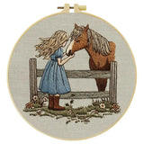 Girl & Horse Embroidery Kit – Heartwarming Equestrian DIY Hand Embroidery Hoop Art Set Kits For Stitchers
