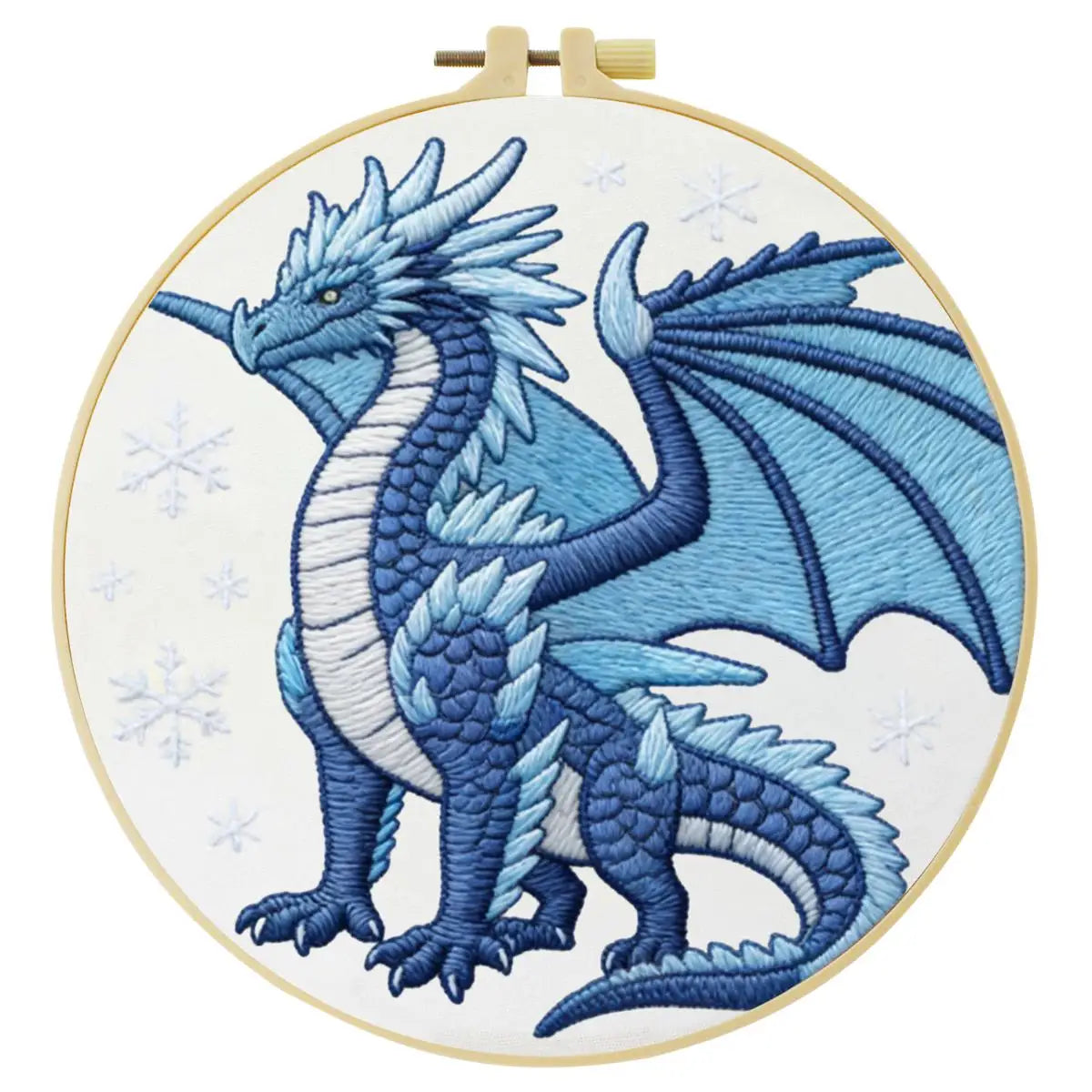 Ice Dragon Embroidery Kit for Beginners – DIY Fantasy Hand Embroidery Hoop Set