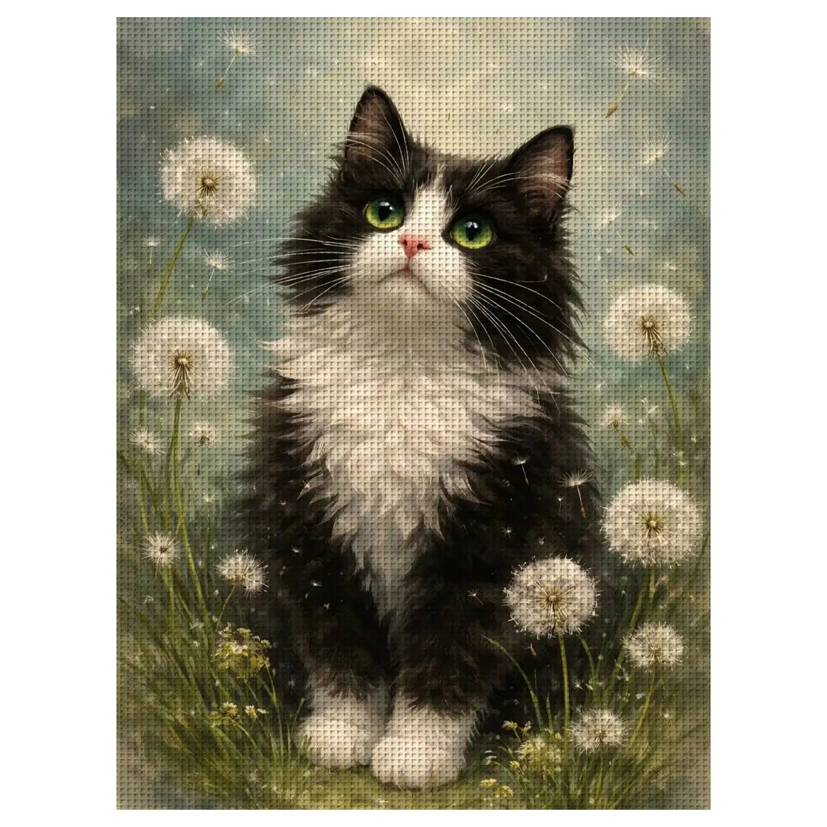 Dandelion Cat Cross Stitch Kit 🐱🌼🧵