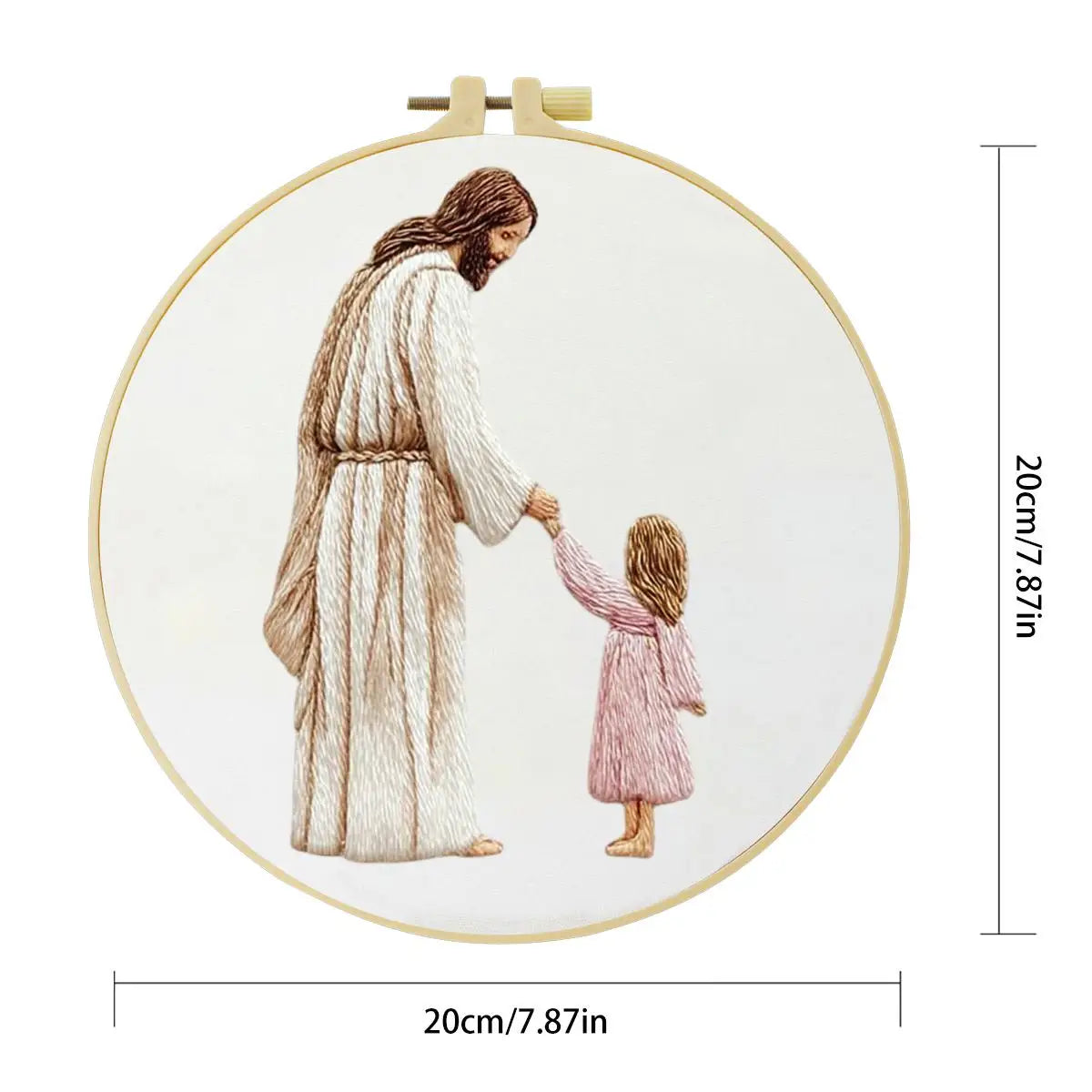 Jesus Holding Child Embroidery Kit – Minimalist Christian Needlepoint Pattern with Faith Inspired Religious Wall Art Decor