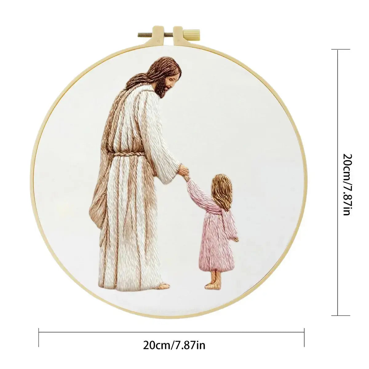 Jesus Holding Child Embroidery Kit – Minimalist Christian Needlepoint Pattern with Faith Inspired Religious Wall Art Decor Kits For Stitchers