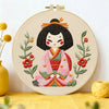 Cute Japanese Doll Embroidery Starter Kit DIY – Beginner Kawaii Hand Embroidery Kit with Floral Design