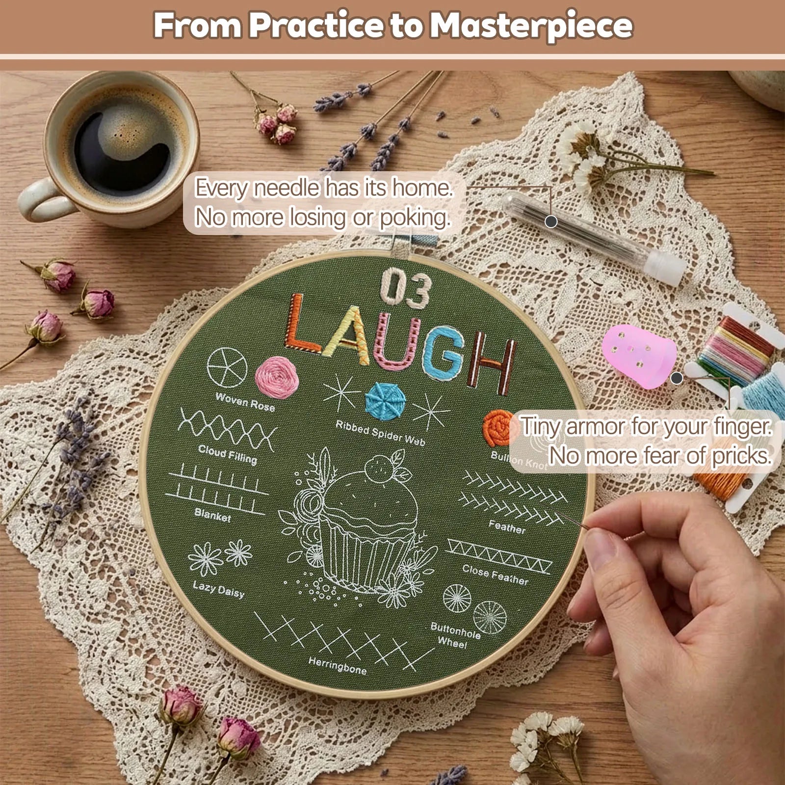 Love, Laugh & Live Beginner Embroidery Kit Kits For Stitchers