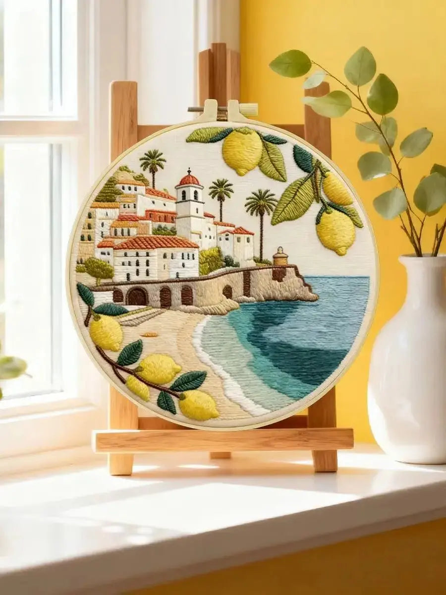 Mediterranean Lemon Coast Embroidery Kit Kits For Stitchers