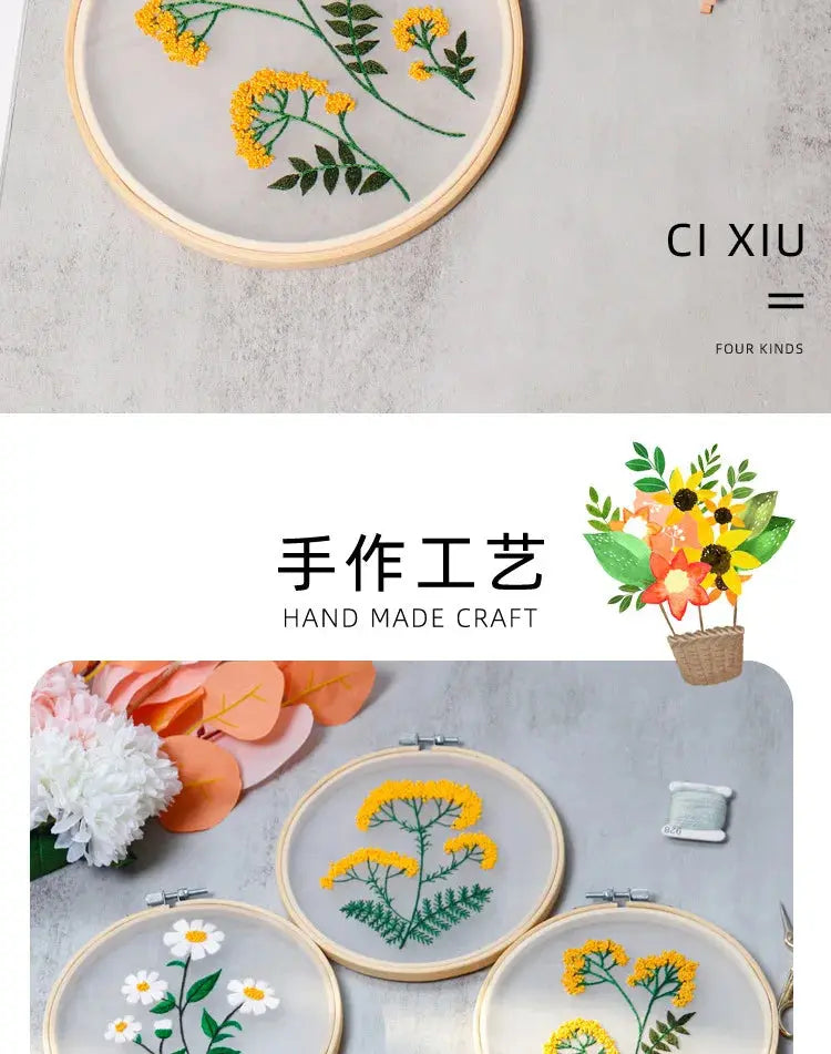 Transparent Double-Sided Flower Embroidery Starter Kit The Stichers Heavane