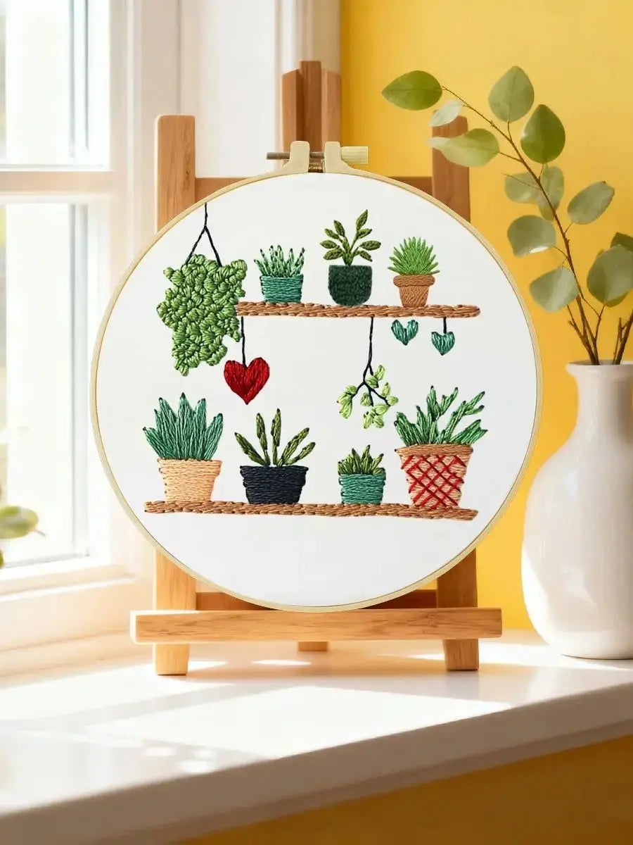 Potted Plants Hand Embroidery Kit The Stichers Heavane