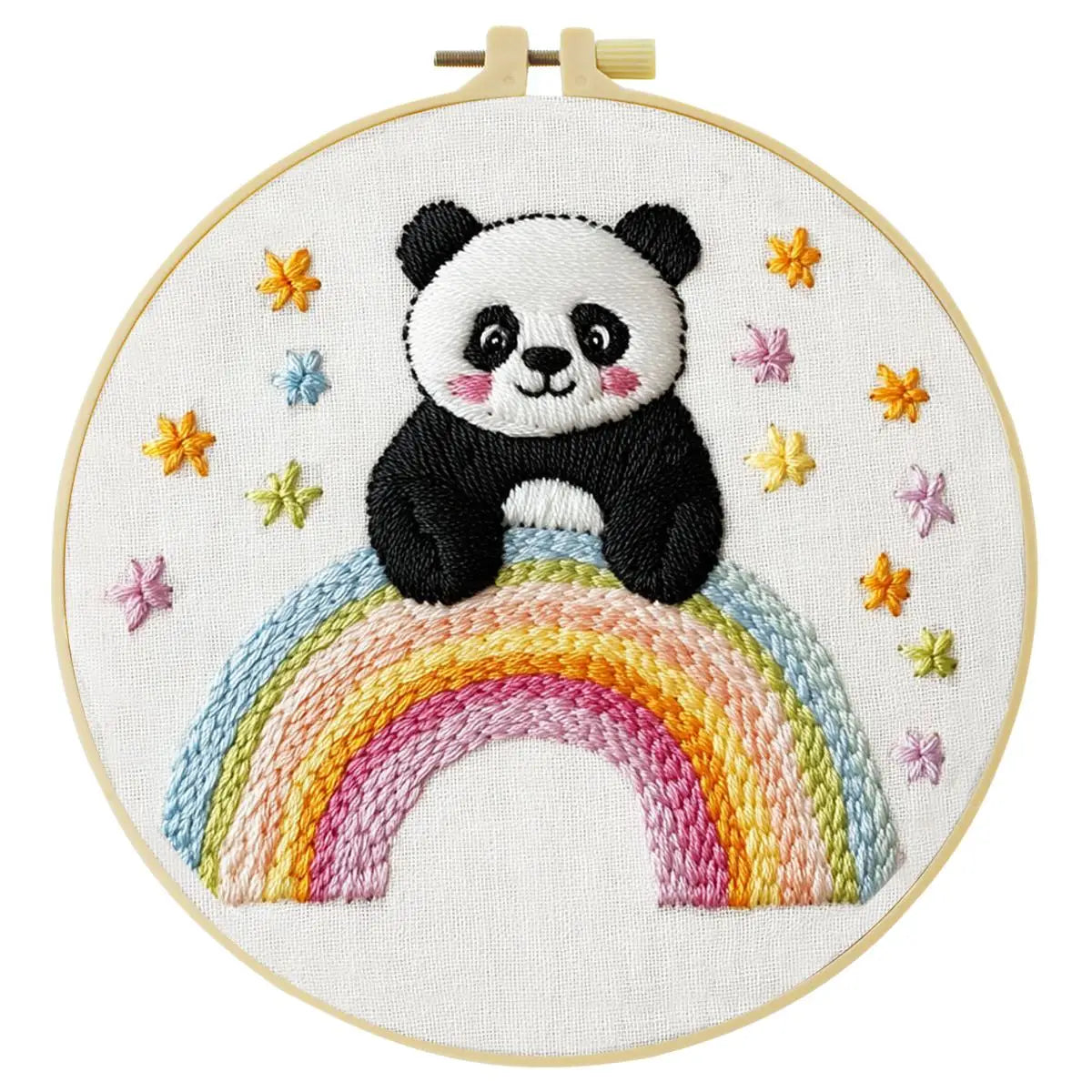 Rainbow Panda Embroidery Kit Kits For Stitchers