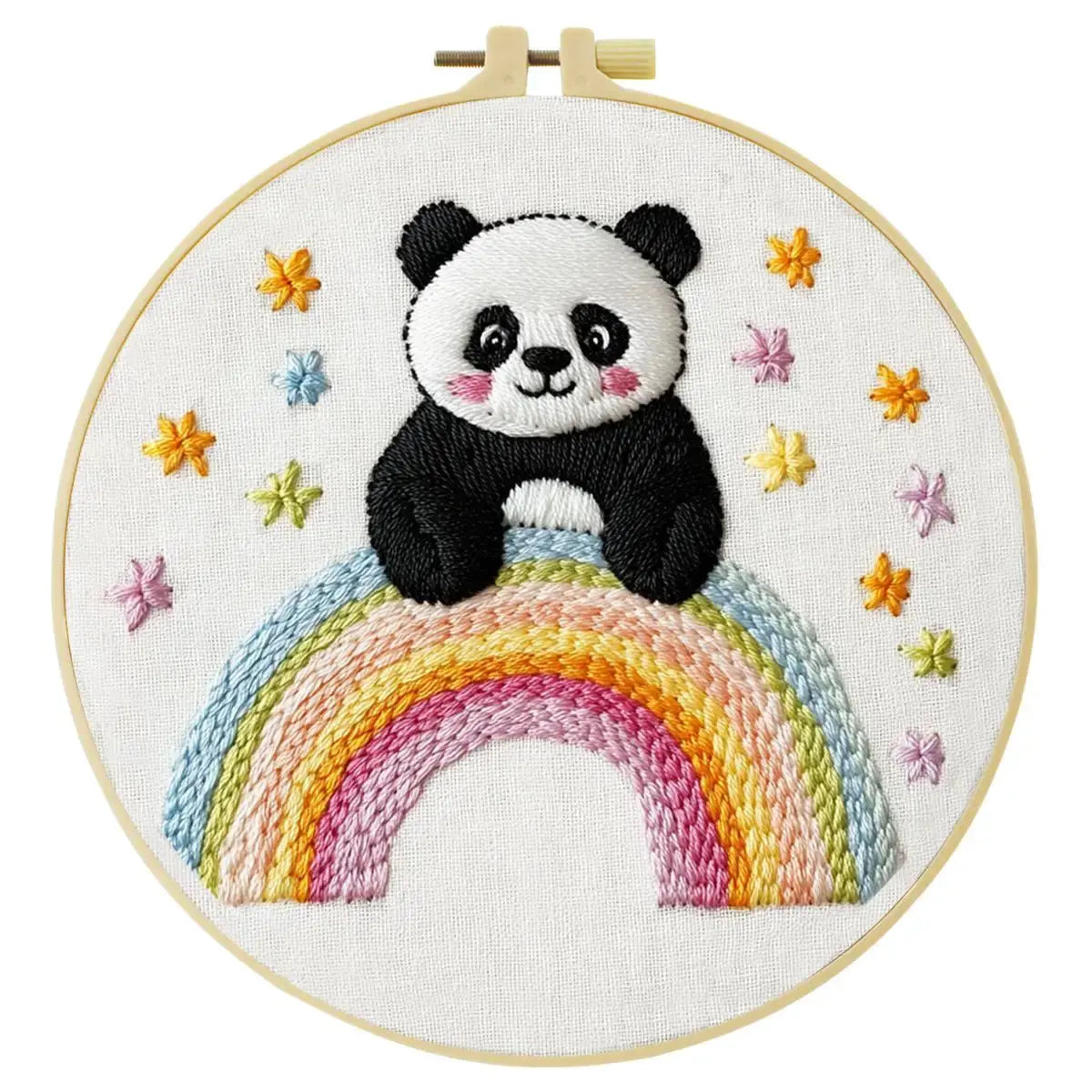 Rainbow Panda Embroidery Kit Kits For Stitchers