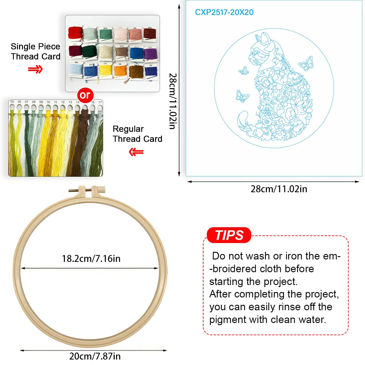 Cat Hand Embroidery Kit