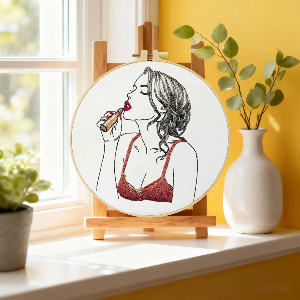 Red Lipstick Embroidery Kit 💄🧵